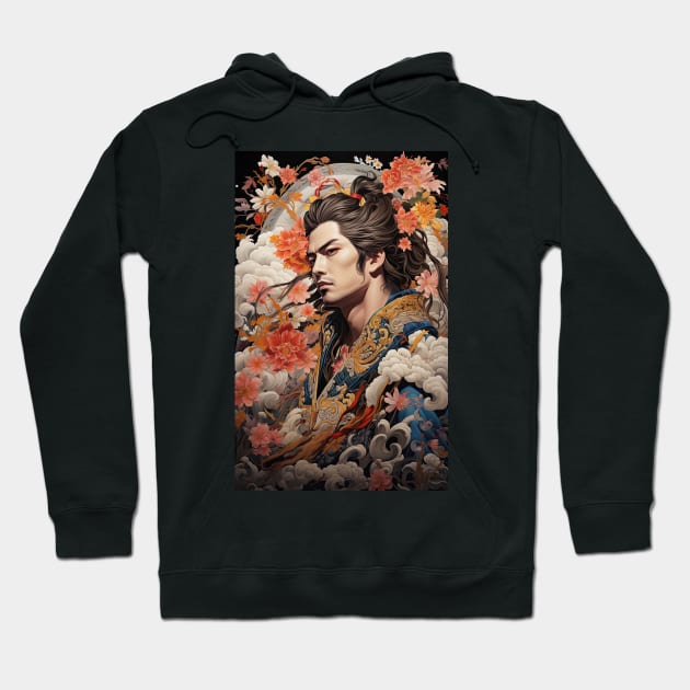 Night of Blossoms Japanese Vintage Kabuki-style Art Hoodie by kansaikate